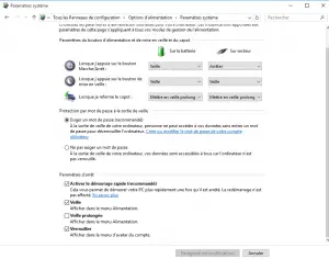 Désactiver démarrage rapide Désactiver démarrage rapide