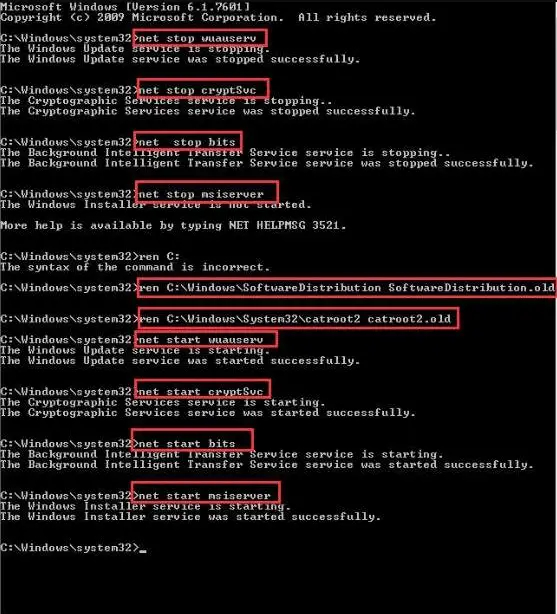 Réinitialiser composants Windows Update Réinitialiser composants Windows Update