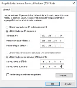 changer adresse ip