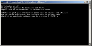 La commande chkdsk c : /f