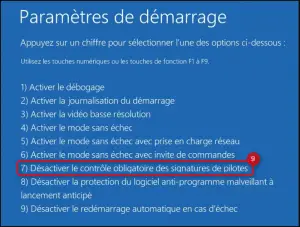 désactiver controle signature pilote