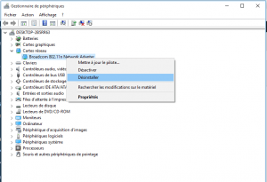 desinstaller adaptateur réseau