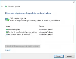 Dépanneur Windows Update Dépanneur Windows Update