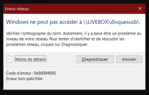 erreur 0x80004005