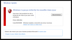 erreur 8024A000