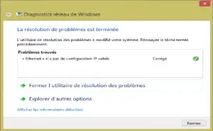 ethernet n'a pas de configuration IP valide