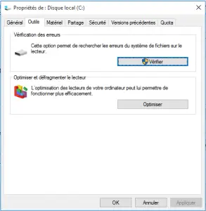 vérifier le disque vérifier le disque