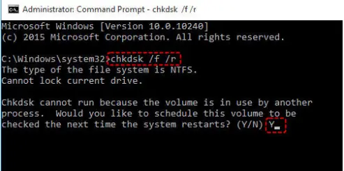 chkdsk/f/r