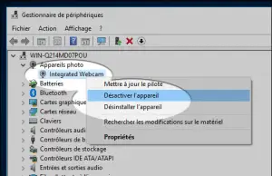désactiver webcam