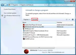 désinstaller BitDefender