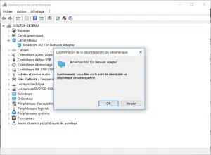 désinstaller adaptateur réseau