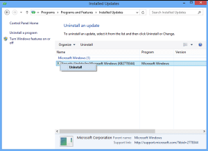 désinstaller KB2778344