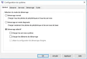 démarrage sélectif démarrage sélectif