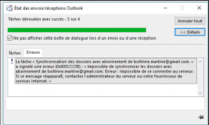 Outlook error 0x800ccc0e