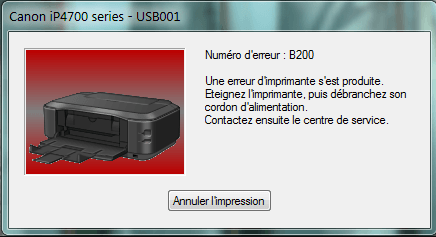 erreur B200 sur Canon