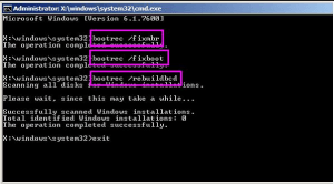 fixmbr fixboot rebuildbcdds