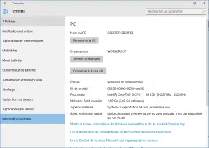 informations système