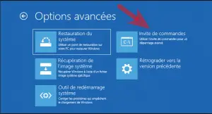 Invite de commande dans les options avancées 