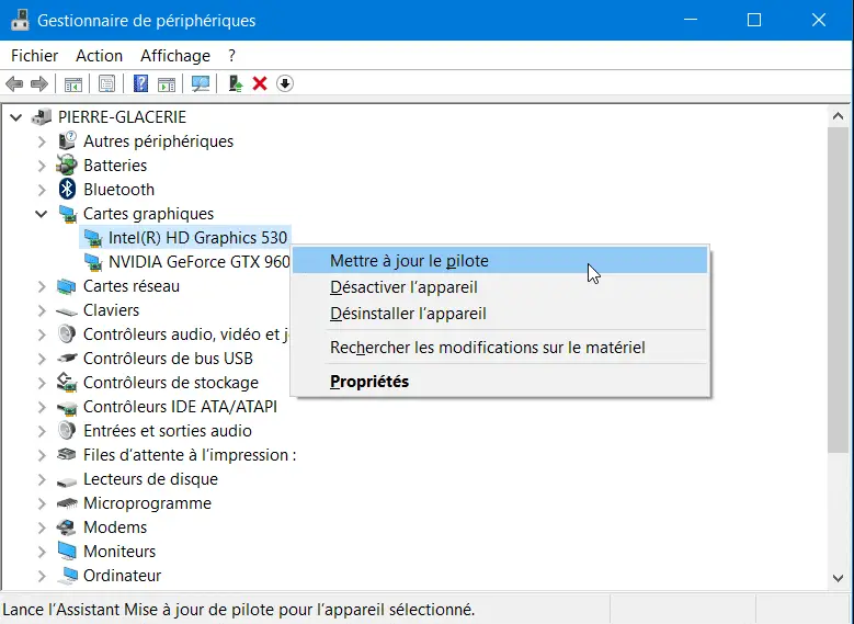 mettre à jour les pilote 