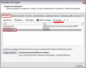 supprimer compte Outlook