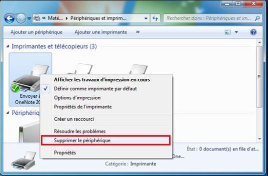 supprimer le périphérique imprimante supprimer le périphérique imprimante