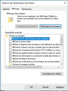 Décochez l'option afficher l'icone des fichiers sur les miniatures