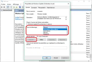 Démarrer le service Windows update Démarrer le service Windows update