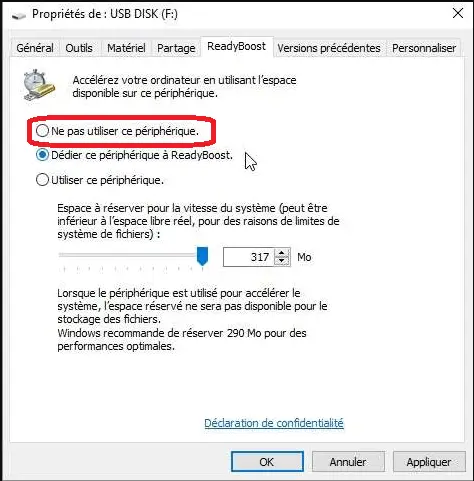Désactiver le ReadyBoost Désactiver le ReadyBoost