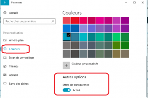 Désactiver les effets de transparence Désactiver les effets de transparence