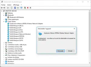 Désinstaller le pilote Wifi Désinstaller le pilote Wifi
