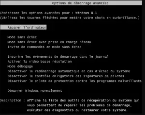 Options de démarrage avancées Options de démarrage avancées