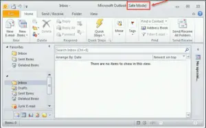 Outlook en mode sans échec