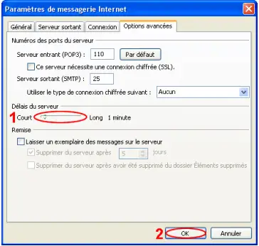 Paramètres de messagerie Internet outlook