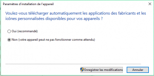 Paramètres d'installation de l'appareil Paramètres d'installation de l'appareil