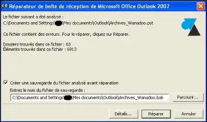 Réparateur de boite de réception de Microsoft office Outlook