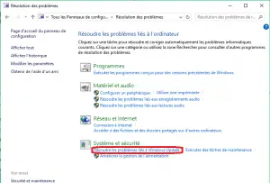 Résoudre les problèmes liés à Windows Update Résoudre les problèmes liés à Windows Update