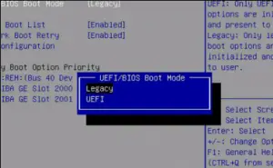 changer le mode de démarrage par UEFI