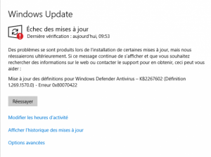 erreur 0x80070422 Windows update