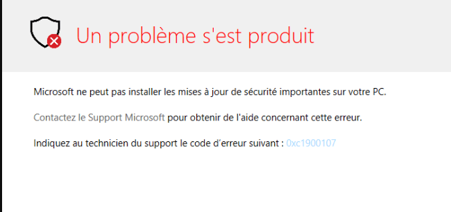 l'erreur 0xc1900107