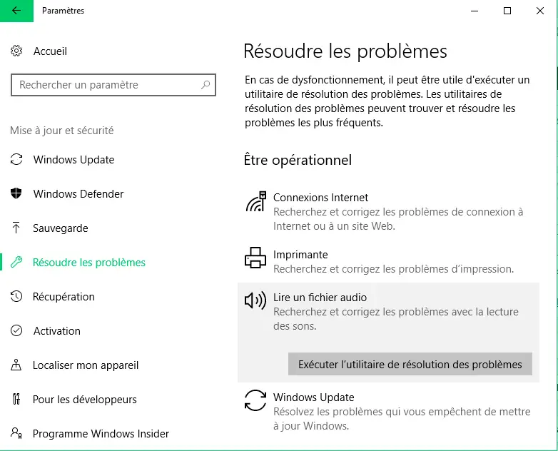 utilitaire de résolution des problème des sons utilitaire de résolution des problème des sons
