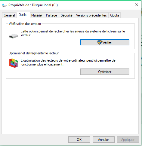 vérification du disque vérification du disque