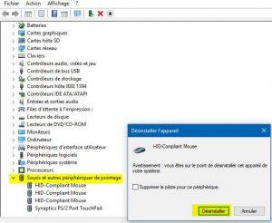 Désinstaller le pilote de la souris sans fil