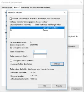 Augmenter la mémoire virtuelle Augmenter la mémoire virtuelle