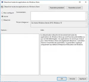 Désactiver Windows Store