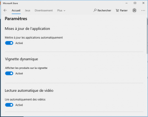 Désactiver la mise à jour des applications automatiquement sur Microsoft Store