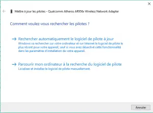 Mettre à jour le pilote de contrôleur Réseau Wifi Mettre à jour le pilote de contrôleur Réseau Wifi
