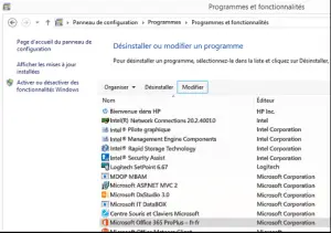 Modifier ou désinstaller Microsoft Office