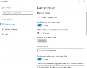 Régler la date et l'heur automatiquement