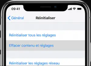 Réinitialiser iPhone aux paramètres d'usine