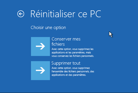 Réinitialiser ce PC